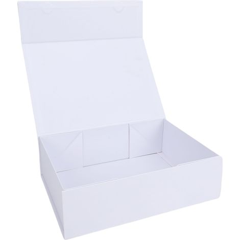Coffret cadeau à fermeture magnétique, pliable, grand format, idéal pour la Saint-Valentin (bijoux et parfums), blanc (1/5)