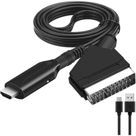 Convertisseur SCART vers HDMI avec sortie audio stéréo – Adaptateur vidéo HD pour TV, lecteur DVD, décodeur, PlayStation 3, compatible PAL et NTSC