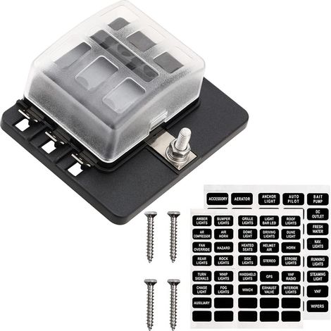1 Pièce 6 Voies DC 12V-24V Lame Fusible Porte-Boîte Fusible Bloc avec Couvercle De Protection D'indicateur LED pour Automobile Voiture Bateau Marine Trike (1/5)