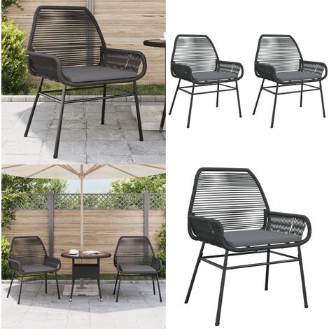 Chaises de jardin lot de 2 avec coussins noir résine tressée - Chaise De Jardin - Fauteuil De Jardin - Mobilier De Jardin - Décoration Extérieure - Résine Tressée - Home & Living (1/5)