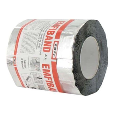 Emfi – Bande d'étanchéité autocollante à froid aluminium 15cm x 10m – Multi-supports pour asphalte, béton, bois – Températures de -20°C à +80°C