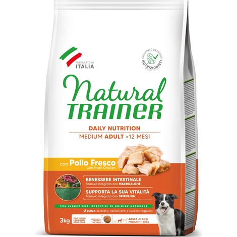 Croquettes Natural Trainer Adult au poulet pour chiens de taille moyenne