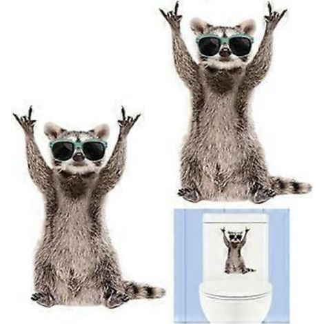 Autocollants chats 3D, lot de 2, mignons, pour la décoration de salle de bain ou de toilettes. Résistants à l'eau et amovibles. Affiche murale ou de voiture. (1/5)