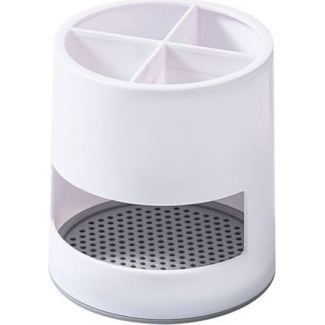 Support de Brosse à Dents en Plastique, Porte-Brosse à Dents Aéré et Antimoisissure, Boîte de Rangement pour Salle de Bain, Organisateur de Toilettes Pratique, Blanc