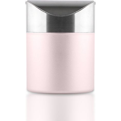 (Pink) Mini Stainless Steel Tabletop Trash Can with Swivel Lid, Modern Mini Trash Can with Lid, Practical Stainless Steel Mini Trash Can for Office, Table, Car, Bedroom (1/5)