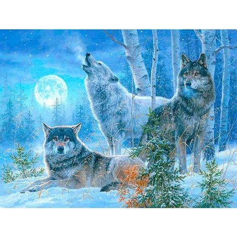 Mosaico de diamantes 5D - Lobos 40x30cm