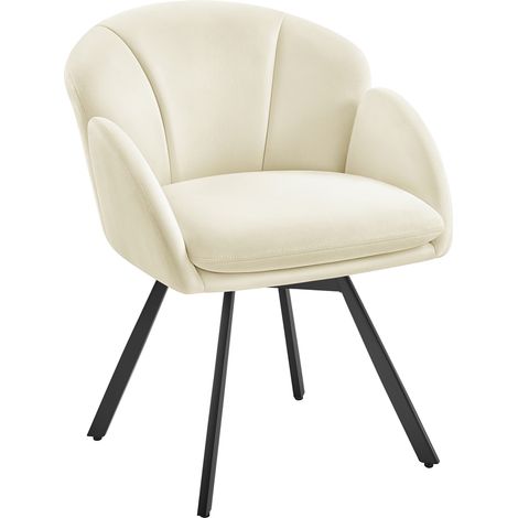 Homevive Sillón Relax Tapizado con Cojín Desmontable Silla de Maquillaje Giratoria para Sala de Estar Dormitorio Estudio Beige