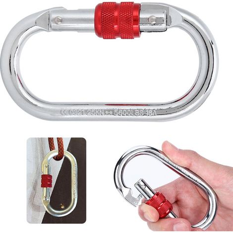 Mousqueton rond en acier haute résistance pour l'escalade, verrou de sécurité en forme de O à forte capacité de charge.