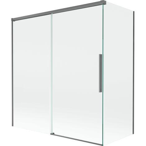 Mexen Rox paroi de baignoire à 2 battants coulissants 150 + 70 x 150 cm, transparent, métal gun - 8C9-150-070-95-00