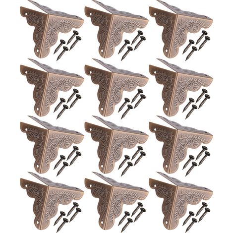12 Stück Eckenschützer aus Bronze für Schmuckkästchen aus Holz – Dekorative Kantenschutzleisten