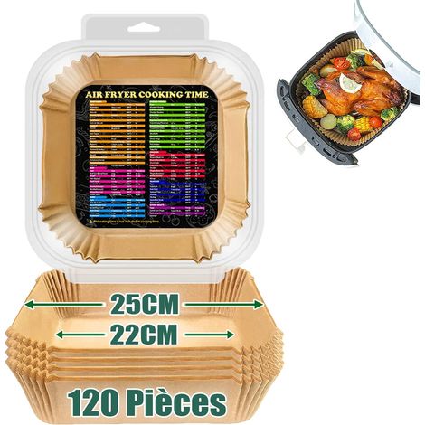 100 Papier Cuisson Air Fryer, Carré 25cm, Antiadhésif, Pour Philips Série 2000 6.2L