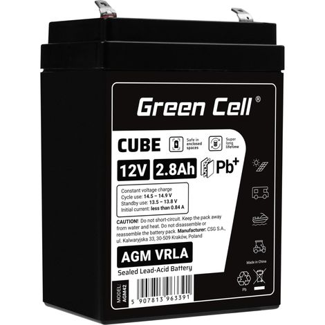 GreenCell® Batteria AGM 12V 2,8h al piombo accumulatore sigillata VRLA Senza manutezione ricaricabile Batterie di ricambio ermetica  giocattoli bambini  allarme  Falliscono  Bilancia  Recinzione (1/5)