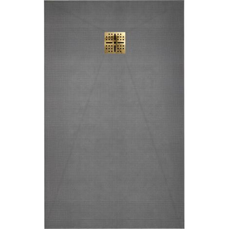 Plato de ducha alicatable 140x80cm Desagüe horizontal rejilla oro cepillado