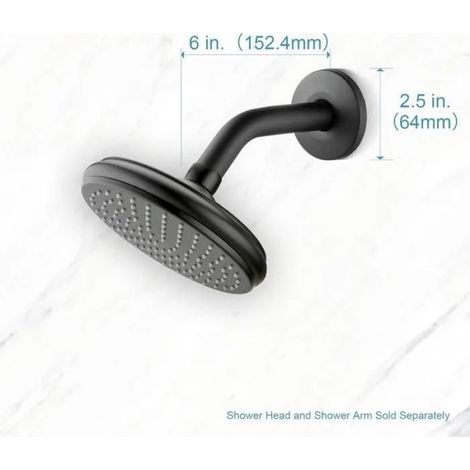 Bras de douche mural étanche 15 cm, fixation avec bride, acier inoxydable 304, noir mat, filetage 1/2 NPT (1/5)