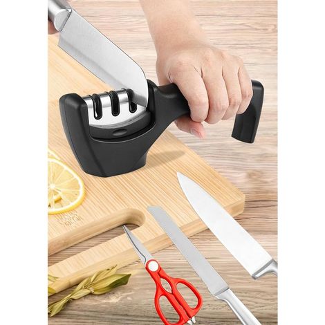 Aiguiseur de couteaux portable 3 étapes - Qualité supérieure pour couteaux cuisine et ciseaux (1/4)
