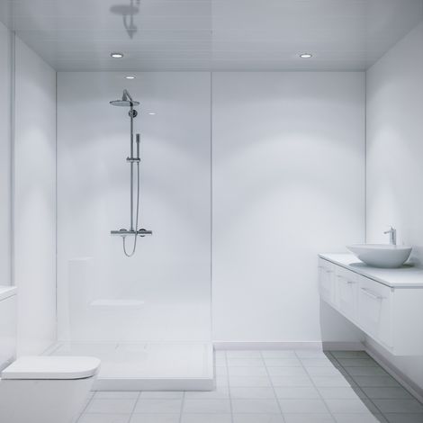 Multipanel Classic Natural White 2400mm x 900mm Unlipped Bathroom Wall Panel