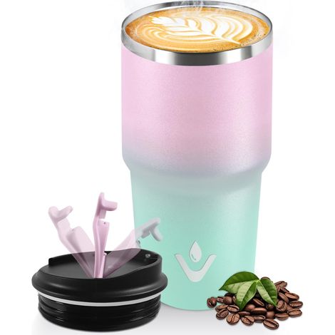 Mug Isotherme 600 ML, Réutilisable, Tasse Isotherme pour Café, Acier Inoxydable 304, Emporter, Anti-fuite, Double Paroi, Étanche Gobelet de Voyage pour Café Chaud et Froid, Lait et Thé (1/5)