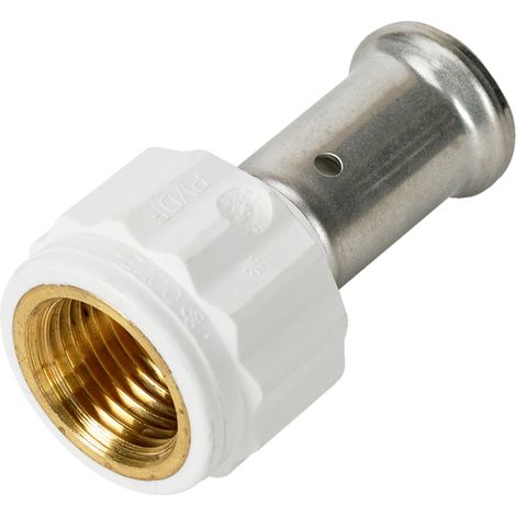Raccord droit femelle PVDF blanc multicouche à sertir TH ou BE Ø16x2.0-1/2 (1/2)