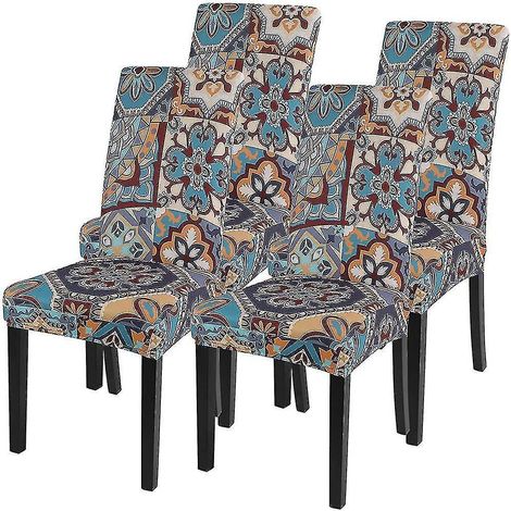 Housse de chaise extensible 4 pièces, housse de salle à manger, facile à installer et à nettoyer, chaise (1/5)