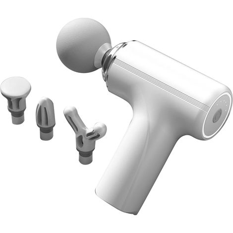 Pistolet de massage 4 têtes réglable en vitesse et intensité pour soulager la fatigue musculaire profonde – Appareil de massage des tissus profonds blanc (1/5)