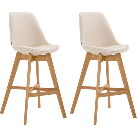 Set De 2 Taburetes Cannes En Simil Cuero Crema Natural (1/5)