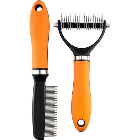 Combo PET Beauty con cepillo y peine de aseo para perros y gatos de pelo largo con pelaje enmarañado