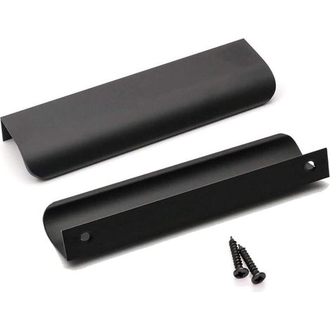 Lot de 10 Poignee de Meuble Cuisine Noir Poignée Cuisine Noir Poignée Profil Noir Poignée Meuble Noir Mat en Alliage d'Aluminium Entraxe 128mm Longueur 150mm（Noir）