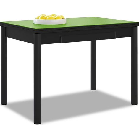 Table de Cuisine Extensible - Structure Noire - Couleur Verte - Idéale pour Les Petits espaces - Dimensions : 90 x 50 cm - Extensible : 140 x 50 cm (1/5)
