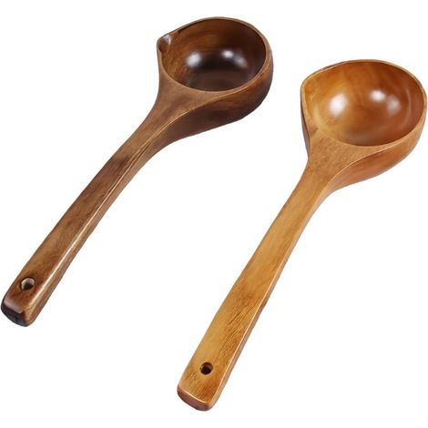 Set aus 2 Holzlöffeln mit langen Griffen in Form eines Entenschnabels, 31 x 9,5 x 3 cm (1/4)