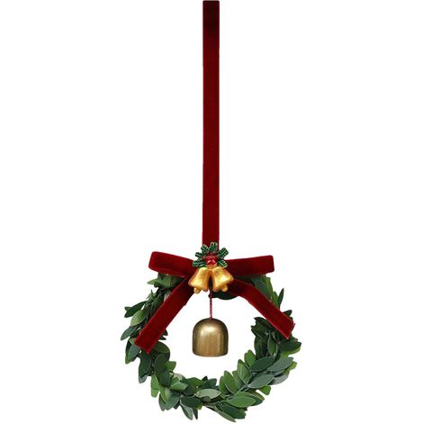 Couronnes De Noël pour Porte D'Entrée Ornement Cloches Noeud Pommes De Pin avec Pommes de Pin, Nœud et Cloches pour Fête d'Hiver, Nouvel An, Escalier, Cheminée, Centre de Table, Salon, Chambre, (1/5)