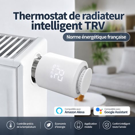 Tête thermostatique connectée Zigbee TRV06 vanne radiateur intelligente écran LED 5-35°C 253 g – Livraison gratuite (1/5)