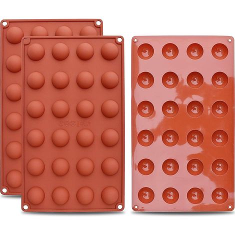Silikonform mit 24 halbkugelförmigen Mulden zur Herstellung von Pralinen, Kuchen, Gelees und kuppelförmigen Mousses – 3er-Set (1/5)