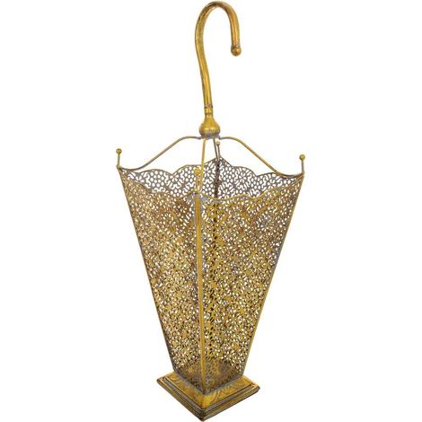 Paragüero de metal dorado 27.5x27.5x80h cm