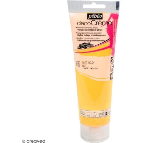 Peinture acrylique - PEBEO - DecoCrème - Jaune Melon - 120 ml - Finition Mat