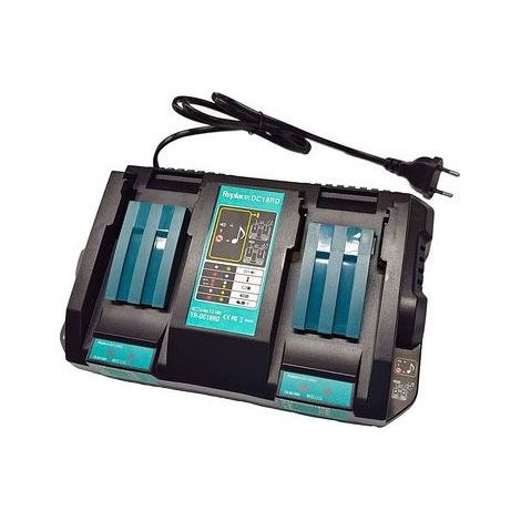 Chargeur double 4A pour batteries Makita 14,4V-18V - Charge rapide - Compatible BL1850, BL1860, BL1820 (1/5)