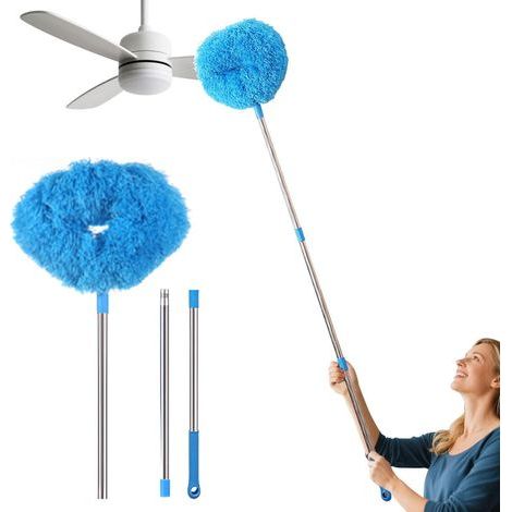 Piumino per la pulizia del ventilatore da soffitto, 1,44 m, riutilizzabile, in microfibra, rimovibile, con prolunga regolabile (blu) (1/5)