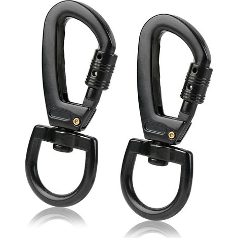 2pcs Mousqueton Laisse Chien, Mousquetons avec Articulation Pivotante en Alliage Zinc Robuste Charge Lourd Carabiner Porte Clés Clip à Ressort