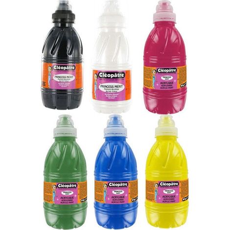 Lot de 6 flacons de peinture acrylique Princess Mérit Cléopâtre 500ml (1/5)