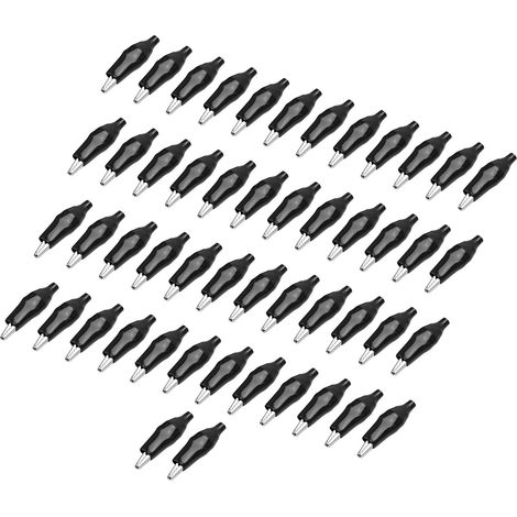 50 einhändige Krokodilklemmen mit PVC-Schutzhülle, schwarz, für elektrische Prüfungen, Kfz-Anwendungen, Heimwerkerprojekte und Lötarbeiten (1/5)