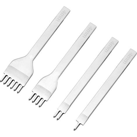 4Pcs Cuir Kit Outils Perforatrice, 4mm DIY Perforatrice Artisanat du Cuir Griffe Prong Outils de Couture Ciseau pour Artisanat En Cuir Set 1/2/4/6 Dents (4MM) (1/4)