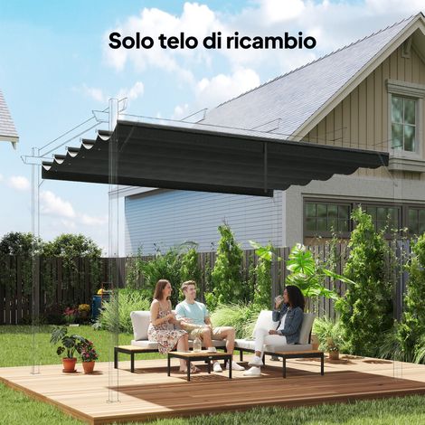 Toit remplacement kiosque jardin 10 trous couverture en polyester - Dimensions: 3x3 m - Couleur: Gris