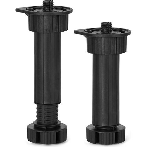 Pata regulable para mueble de cocina, modelo 408, de abs acabado negro, ø49 x 138/158 mm, blíster 4 uds