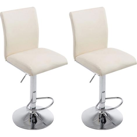 Set di 2 sgabelli da bar con schienale regolabile in altezza in PVC crema con struttura in metallo cromato 100006117