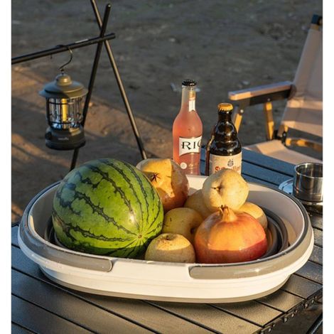 Seau Pliable 16L avec Poignées - Lavabo Portable Camping/Maison - Silicone Peu Encombrant pour Voiture - Grande Capacité (1/4)