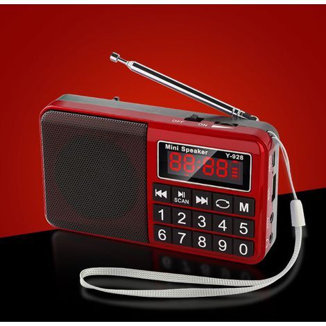 [NEVER USED] Portable Radio FM/AM(MW)/SW/USB/Micro-SD/MP3, Radio with Large Buttons and Large Screen, Portable Radio Rechargeable Battery 1200 mAh (Blue)