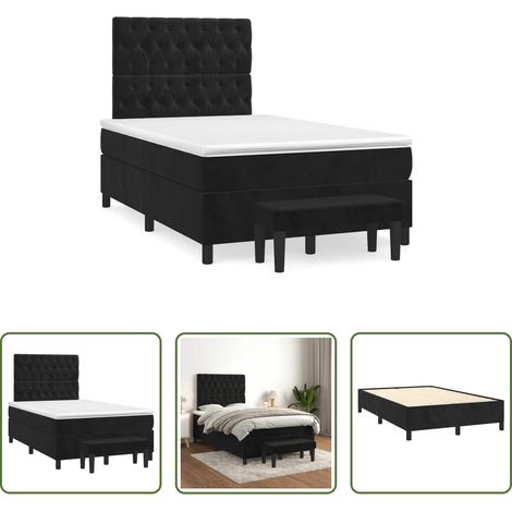 Matratze - Boxspringbett mit Matratze Schwarz 120x190 cm Samt (1/5)