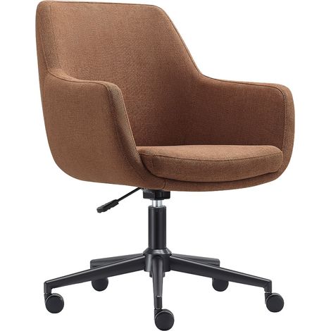 Bürostuhl / Esszimmerstuhl Volos - Braun - Stoffbezug (1/5)