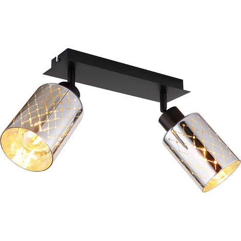 Plafonnier spot mobile en verre chromé 2 flammes H 22 cm (1/4)