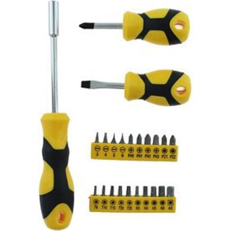 TRADE SHOP - Set Cacciaviti 23 Pz Con Supporto Magnetico Attrezzi Fai Da Te Con Porta-punte 74691 - (1/2)