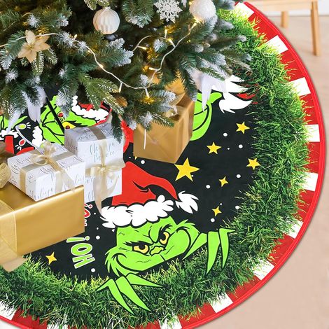 120cm Jupe de Sapin deNoël Grinch, Couverture de Sapinde Noël, Tapis pour Sapinde Noël, Jupe de Sapinde NoëlRonde (1/5)